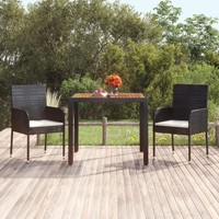 Poly Rattan Gartentisch Holzplatte Schwarz 90X90X75 Cm Quadratisch