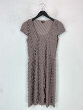 Phase Eight Taupe Textured Knee Length Bodycon Dress Short Sleeve Pullover UK 12