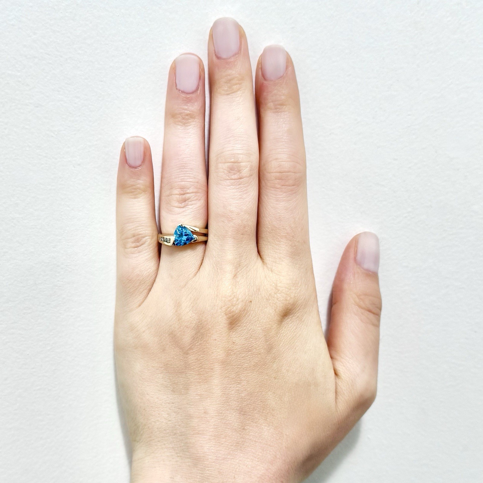 Solid 14K Gold Blue Topaz Ring - Solid 14K Yellow… - image 2