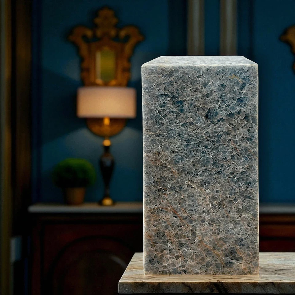 Lámpara Ónix Azul Diseño Interior Piedra Natural Arte Hogar H 45Cm Foto 2 de 4