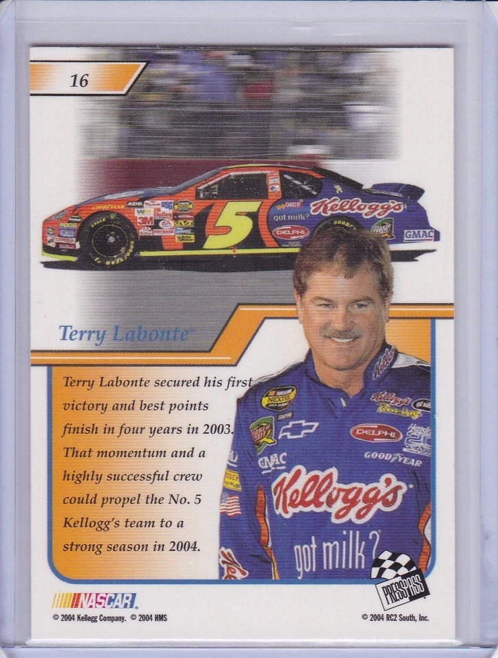 Terry Labonte 2004 Press Pass Premium card 16 - Image 2 of 2