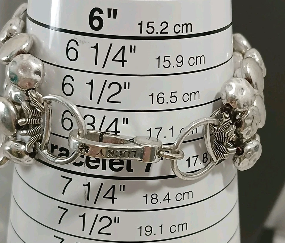 Pulsera Lucky Brand tono plata 5 hebras cuentas clip Foto 4 de 4