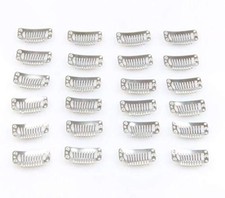 20pcs Metal Snap Clips for Hair Extensions DIY Stainless Steel Wig combs Silver
