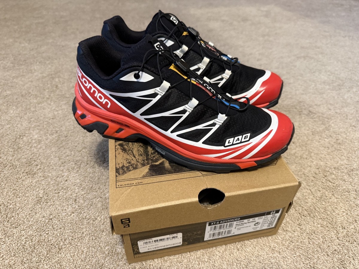 Salomon XT-6 Advanced Black/Racing Red/White Size M10.5/W11.5 EUC 