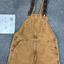 Carhartt Bib Overalls R27 211 Size 38x30 Brown Duck Canvas