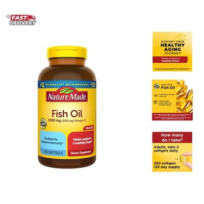 Fish Oil Omega 3 Supplements, 1000mg Softgels, Omega 3 Fish Oil for Healthy H...