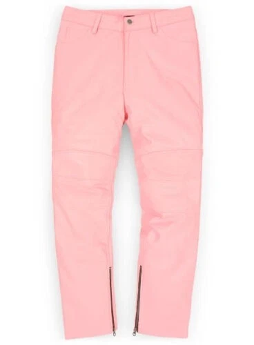 Men's PINK Leather Pant 100% Genuine Lambskin BIKER JEANS STYLE Causal