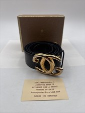 70s Mens Gucci Black GG Belt Sz 85/34 Leather W/ Original Box