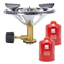 Portable Camping Outdoor Cooker Stove Single Burner BBQ Cooking + 2 Canisters
