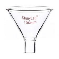 Glass Powder Funnel, Heavy Wall Borosilicate Glass Short Stem Funnel with 100...