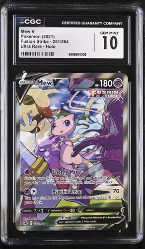 Mew V (Alternate Full Art) 251/264 Swsh08: Fusion Strike Holo CGC 10 GEM MINT