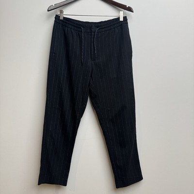 Topman Pants Men's Sz 30R Navy Stretch Pinstripes Blue Strings Lightweight
