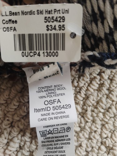 Cappello berretto lana nordica nuovo con etichette Y2k LL Bean Fair Isle Apres Ski marrone caffè - Foto 8 di 14