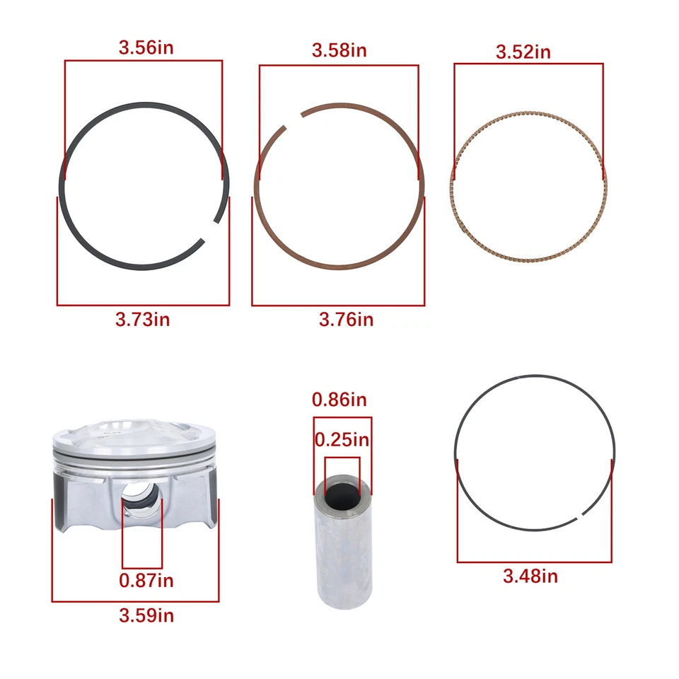 Conjunto de anel de pistão e pistão motor Hyundai Santa Fe Kia Sedona 3.3L 2011-2019 - Imagem 3 de 4