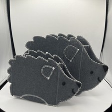 NoJo Grey Felt Hedgehog Shaped 2Piece Nursery Storage Caddy Set, Grey, White