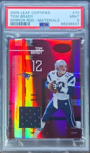 2005 LEAF CERTIFIED MATERIALS MIRROR RED #70 TOM BRADY #/100 POP 1 PSA 9