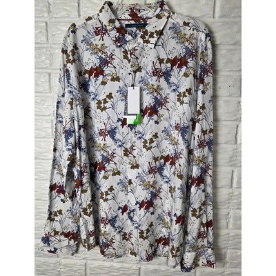 PERRY ELLIS EcoVero button up shirt Men's size XXL Fall Floral long sleeve NWT