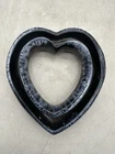Van Briggle Pottery Heart Dish Blue / Black Drip Glaze