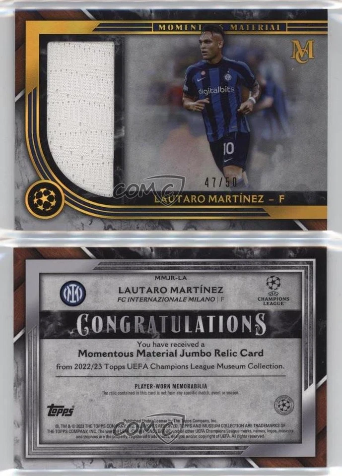 2022 Topps Museum Collection UCL Jumbo Relic Gold 47/50 Lautaro Martinez - Image 3 of 3
