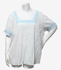 d&co 2X Shirt Top Peasant Crinkle Gauze Aqua ...