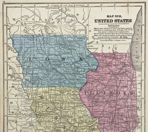 1860 MISSOURI - IOWA - ILLINOIS Map ORIGINAL Burgess Smith (10.5X8.5) ANTIQUE - Picture 2 of 4