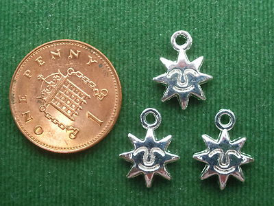 10 Sonne Charms - helles Silber - Frühling Blume Stern Smiley Gesicht