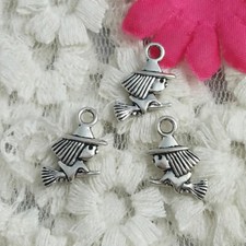 Free Ship 100 Pcs Antique Silver Broom Star Witch Charms Pendant 16X11MM H-482