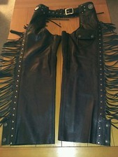 HARLEY DAVIDSON  MEDIUM RARE VINTAGE HERITAGE BORDER HAWK BLACK LEATHER CHAPS