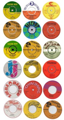 18x85mm Reggae Record Label Vinyl Stickers bird jackpot trojan retro laptop ska