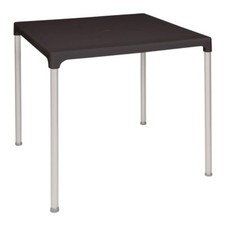 Bolero Black Square Table with Aluminium Legs & Frame - Plastic Top - 750mm
