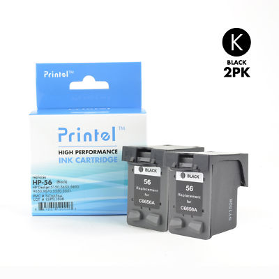 Compatible Inkjet Cartridge Replacement for HP 56 (C6656AN) Black (2 ...