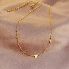 Women Girl Gold Stainless Steel Triple Heart Chain Necklace Choker 18" Gift AG