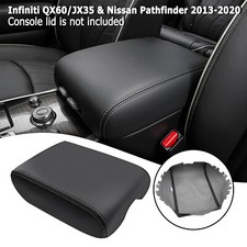 For 2013-2020 Nissan Pathfinder Center Console Armrest Leather Cover Gray Stitch