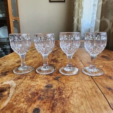 Flint Glass EAPG Cordials Bakewell Pears & Co Hotel Argus Thumbprint Set of 4