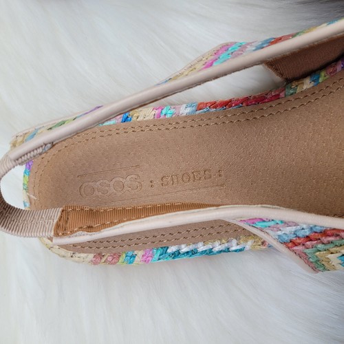 ASOS DESIGN Woven Lacy Slingback Ballet Flats Rainbow Multicolor Weave Size US 9 - Picture 11 of 15