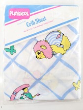 Vtg New 1991 Playskool Cotton Fitted Crib Sheet Animals Elephants Lions Hippos