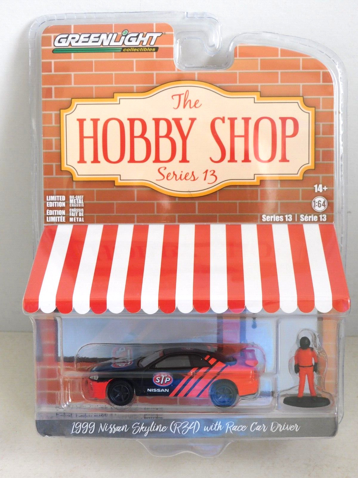 GREENLIGHT 1999 NISSAN SKYLINE R34 STP 1/64 97130-E HOBBY SHOP SERIES 13