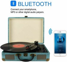 Record Player Vintage 3-Speed Bluetooth Vinyl Turntable with Stereo Speaker