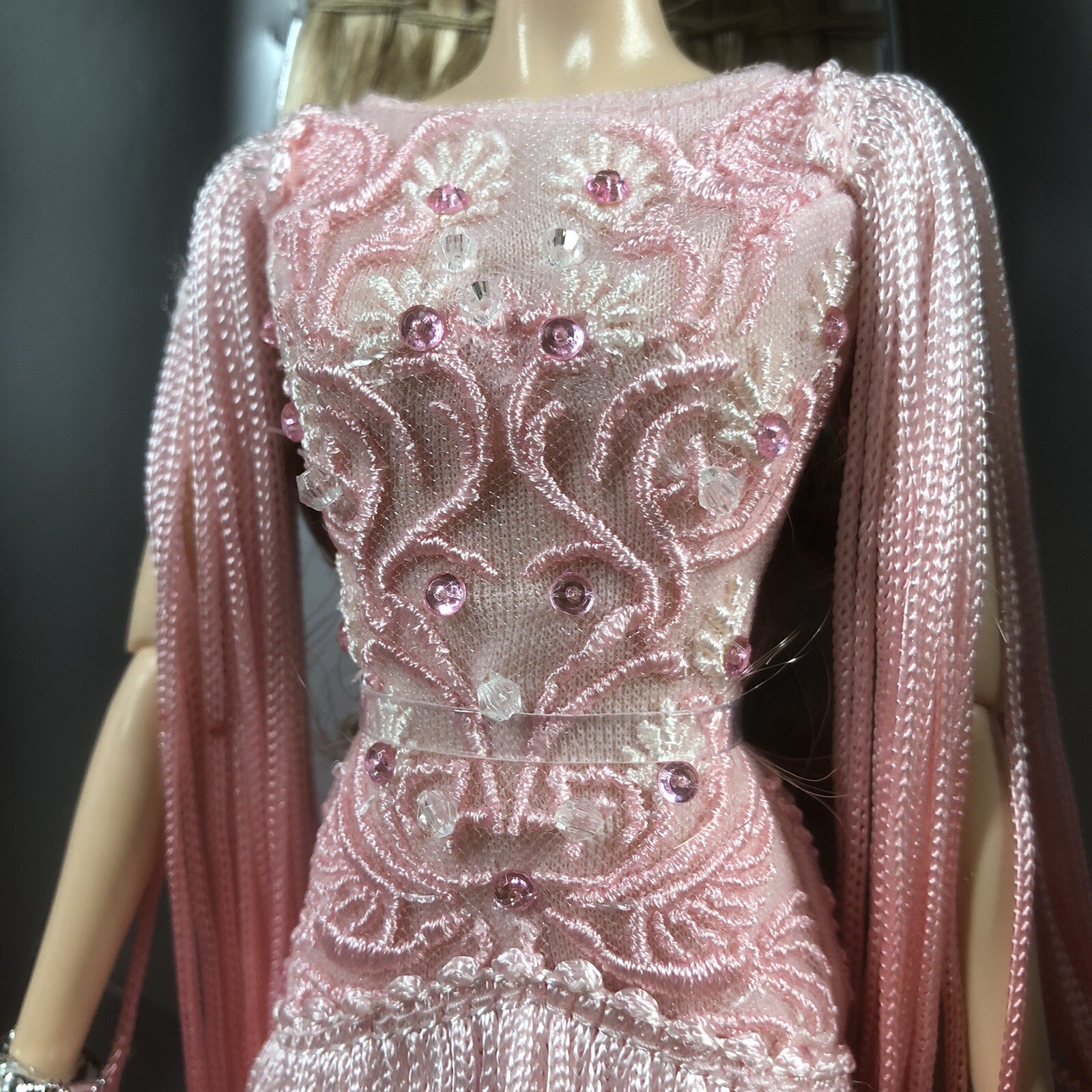 PLATINUM LABEL Blush Fringed Gown Barbie Doll 2017 Barbie Fan Club