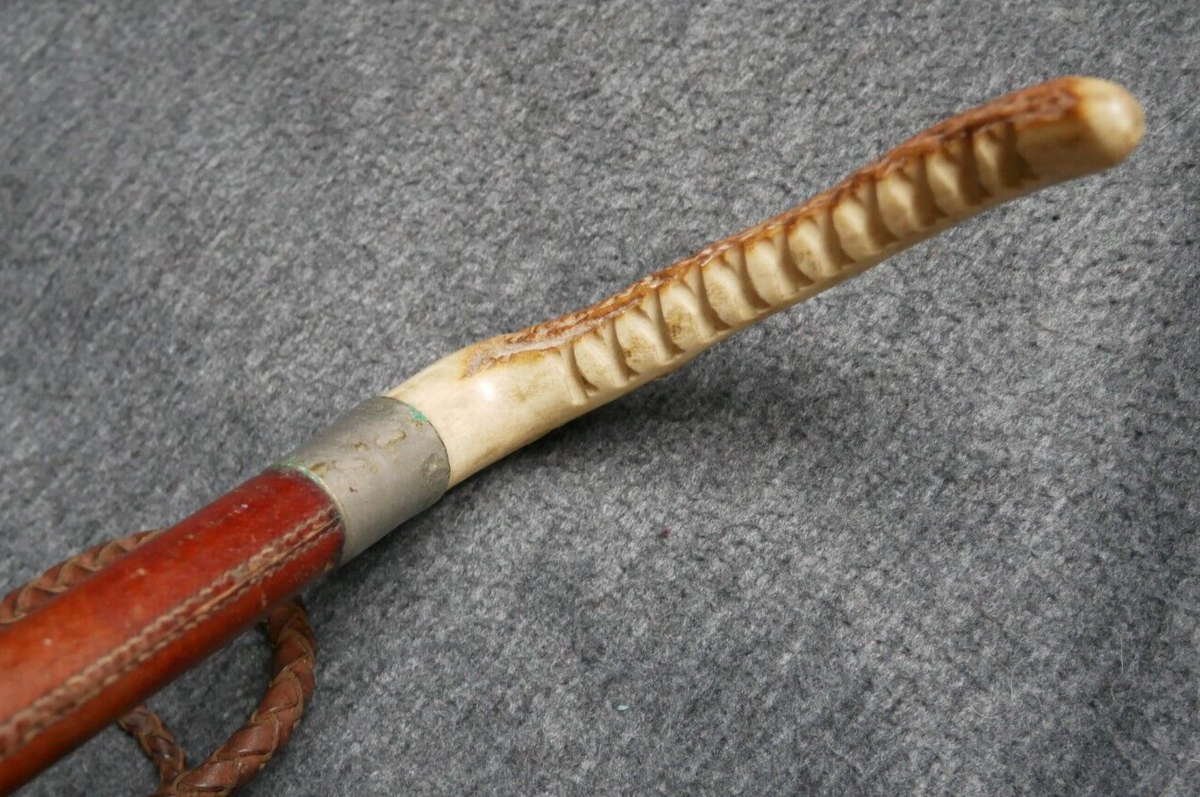Ancien Fouet D'équitation Swaine - Corne Et Bois - Cravache Vintage