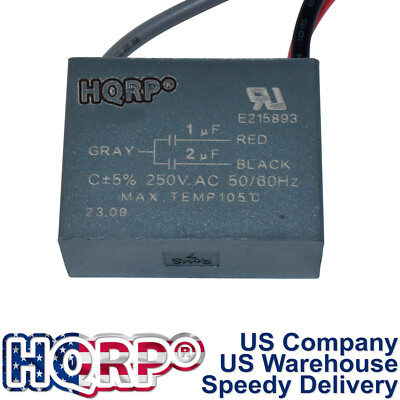 HQRP Motor Ceiling Fan Capacitor 1uF+2uF 3-Wire CBB61 Replacement