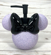 Minnie Mouse Head Purple Glitter Black Bow Soap Lotion Dispenser Pump 6"