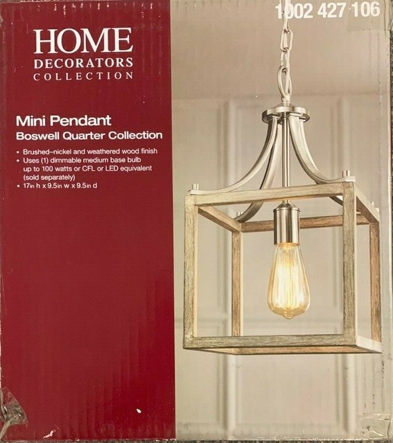 Worth Home Products 1 Light Brushed Nickel Screw In Pendant