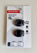 New Schwinn Bike Headlight And Bicycle Taillight Quick Wrap Light Set Lights NWT