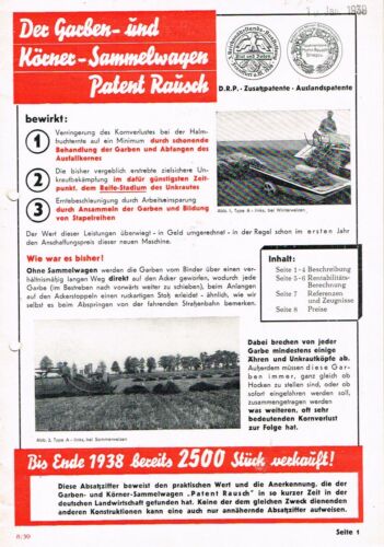 Vagón de colección de garras y granos Rausch, original Folleto 1939 - Imagen 1 de 3