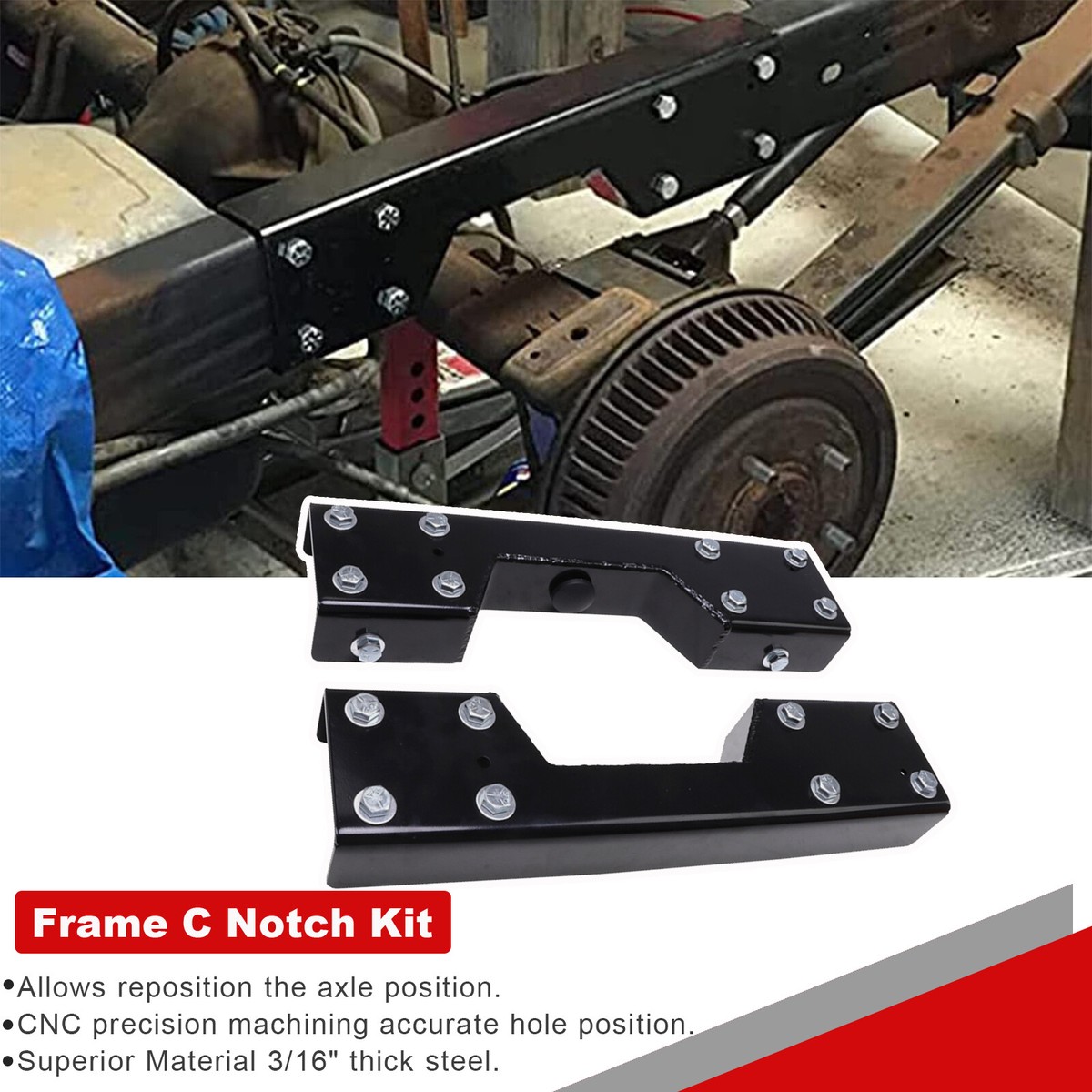 6" Drop Rear Axle Flip Kit & Frame C Notch Lowering For 1988-98 - Foto 8