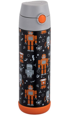 Snug Robots Stainless Steel Kids Water Bottle Insulated thermos With Straw 17oz