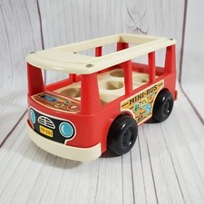 Vintage 1969 Fisher Price Little People FP 141 MINI BUS Red Made In USA
