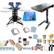 4 Color Micro-registration Screen Printing Kit Press Printer Flash Dryer Ink