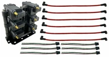 6 Universal Coil Packs Custom Mounting Bracket + Connector Pigtails + Plug Wires